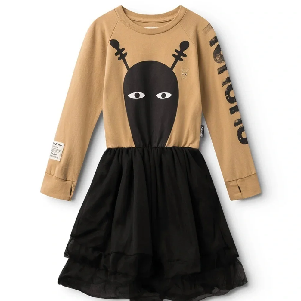 nununu Tan and Black Kids Casual Dress size Msrp $135